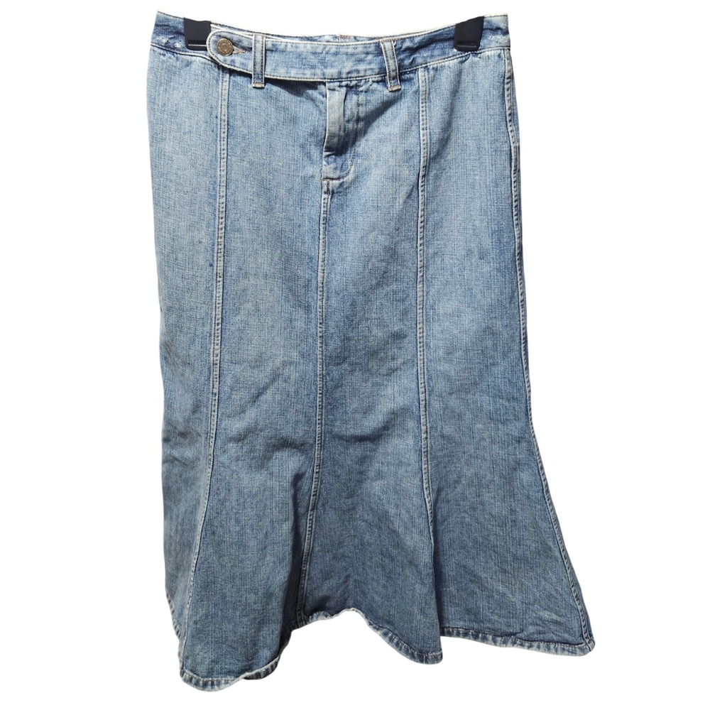 Lauren Jeans Co Denim Maxi Skirt Size‎ 2 Blue Paneled Flare Coastal Cowgirl Boho